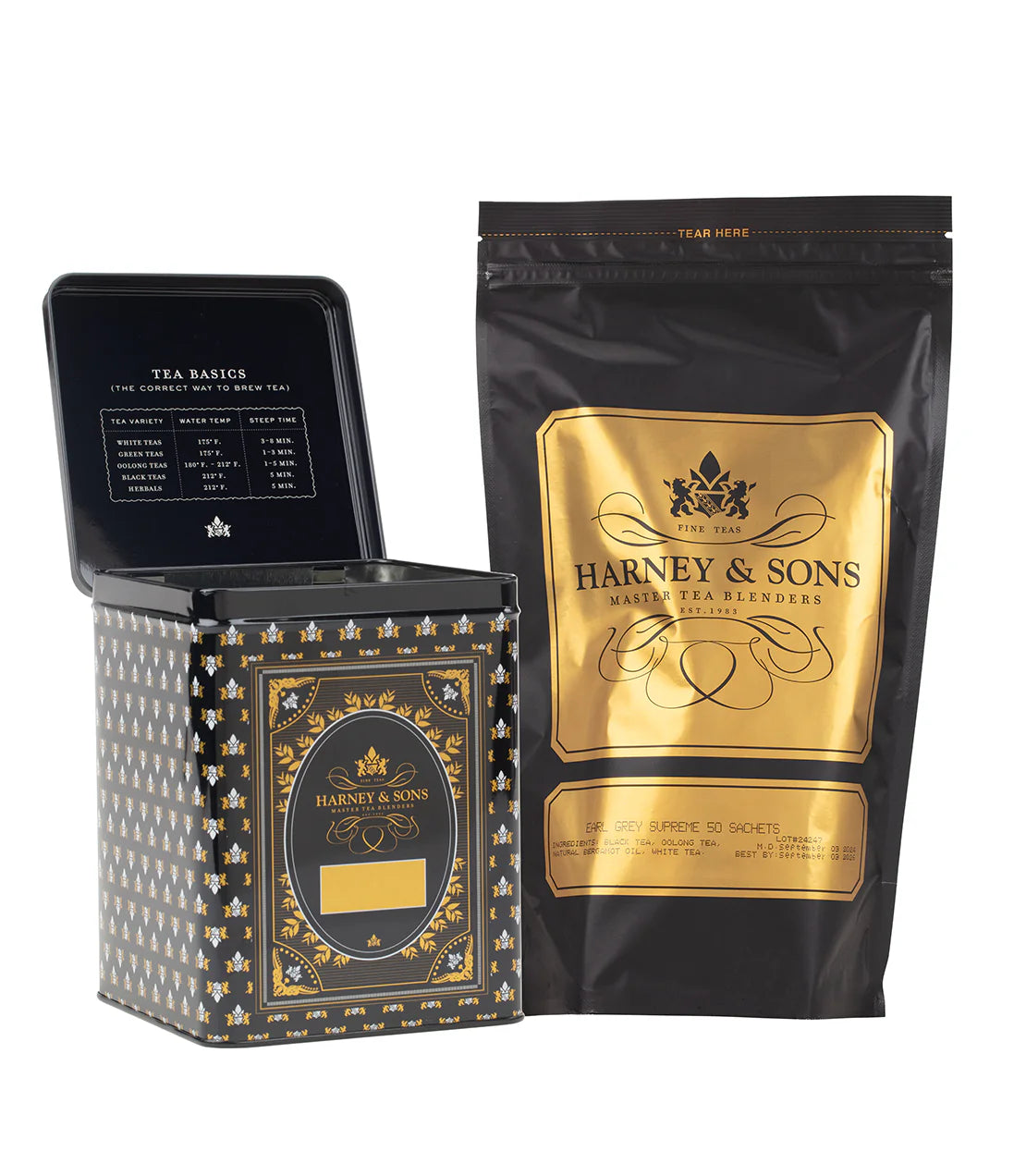Harney & Sons Hinged Storage Canister – Earl Grey Supreme Loose Tea Bundle