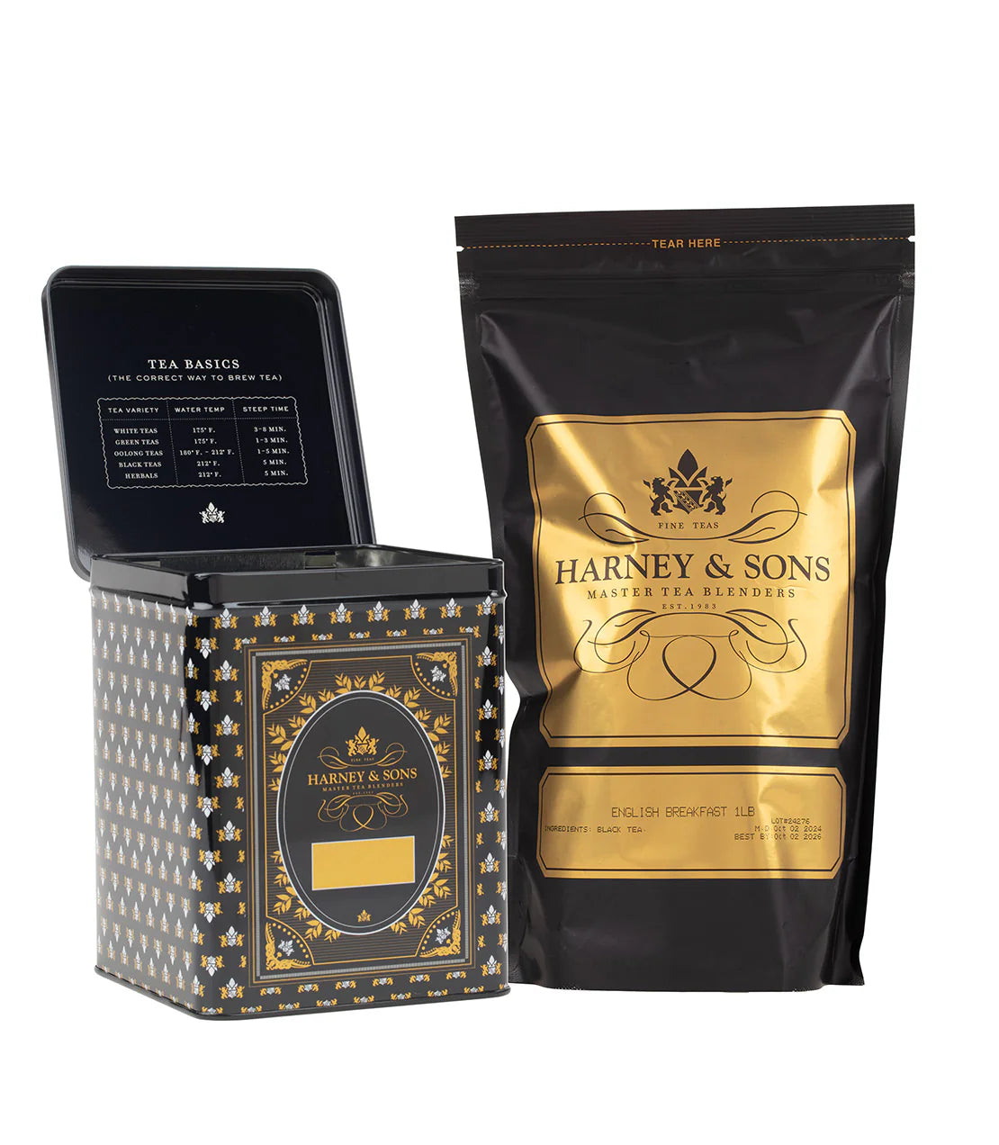 Harney & Sons Hinged Storage Canister – English Breakfast Loose Tea Bundle